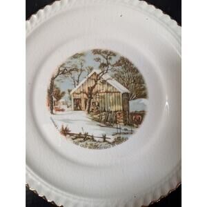 Currier&Ives 7 plate collection with pie server